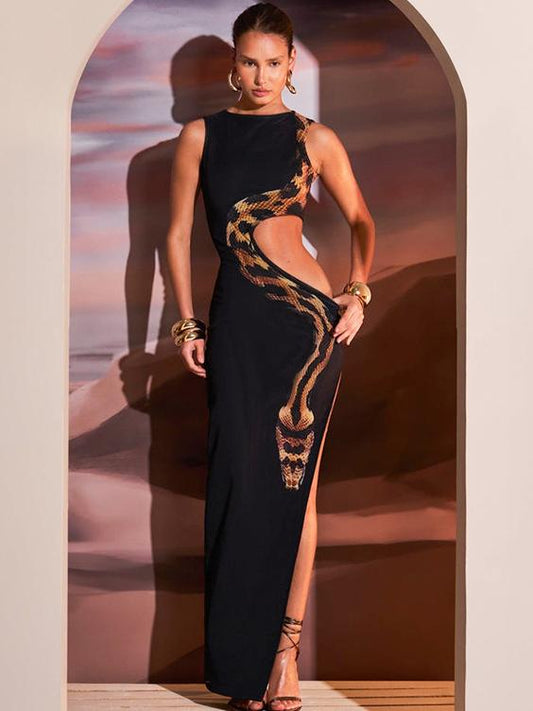 Elegance Meets Seduction: Slim-Fit Split-Back Maxi Dress
