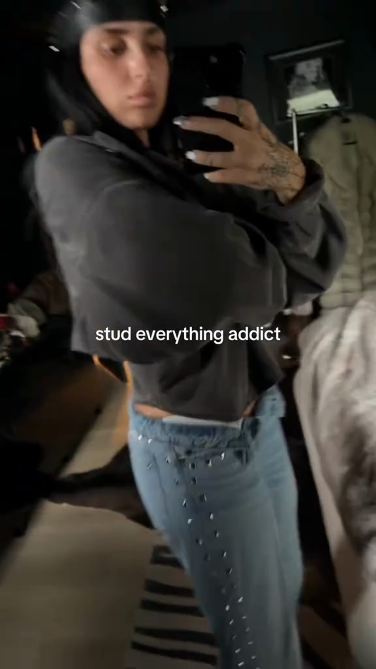 Light Blue Stud  Embellished Jeans