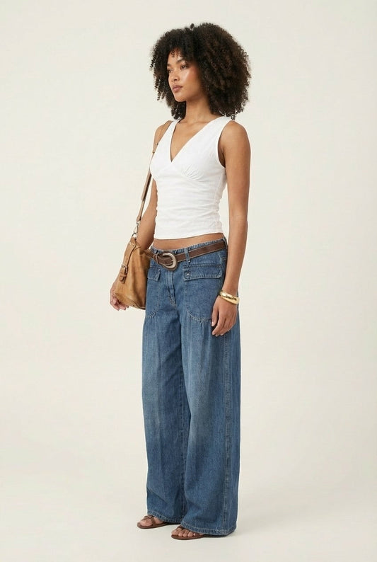 Vintage High Waist Wide Leg Jeans for Women – Relaxed Fit Casual Denim Pants