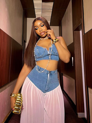 Embellished Denim Set