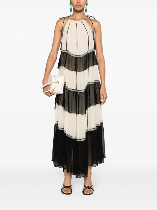 Ruffled Silk Midi Dress