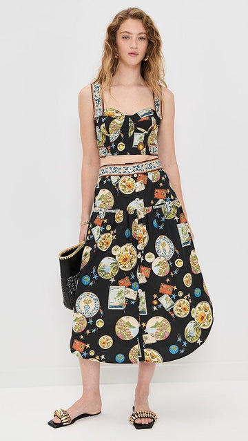 Trip Souvenir Black Mixed Buttons Midi Dress Set