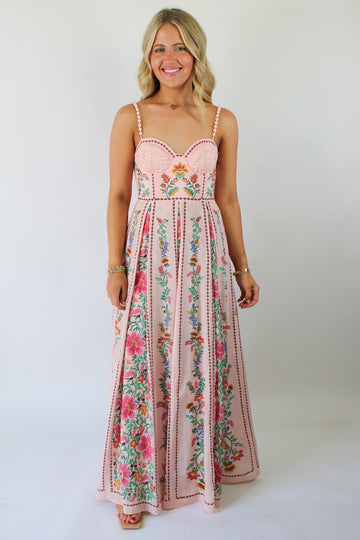 Delicate Forest Pink Maxi Dress