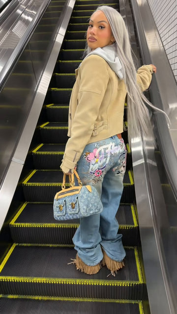 Y2K Floral Graffiti Embroidered Wide-Leg Denim Jeans