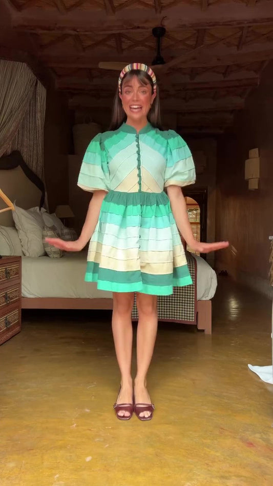 Multi-button gradient striped dress