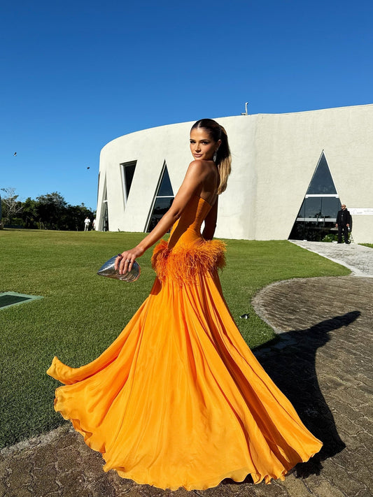 Orange tube top dress